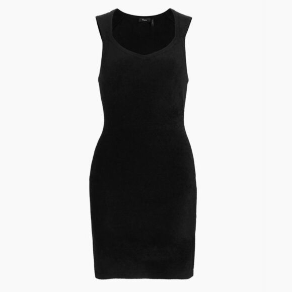 New Theory Micro Velvet Sleeveless Mini Dress in Black Size L - Picture 2 of 13